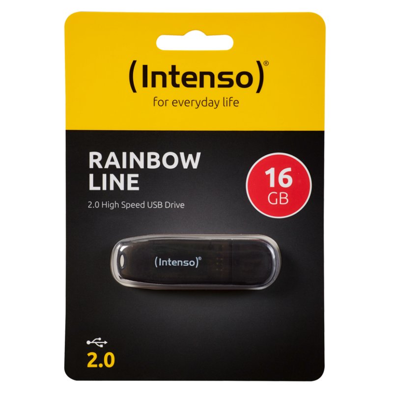 Intenso USB Flash drive 16 GB Hi-Speed USB 2.0, Rainbow Line, crni